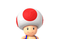 a toad with a red circle on his hat