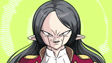 a cartoon drawing of a woman with long hair and ears