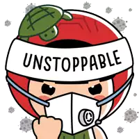 a cartoon character wearing a mask with the word unstoppable written on it