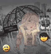 a girl holding an umbrella with a sign that says beautiful sadness on it