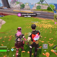 storm eye shrinking 1m 46s is displayed on the screen of a video game