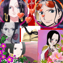 a collage of pictures of a woman with the word picmix on the bottom right
