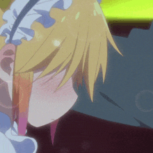 a close up of a cartoon character with blonde hair