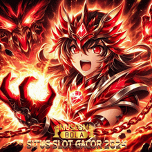 a poster for situs slot gacor shows a girl in a red armor