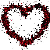 a pixel art of a heart made of red squares on a white background