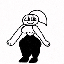 a black and white drawing of a cartoon character with a breast and a smile on her face .