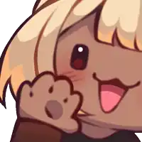 a close up of a cartoon character 's face with a paw on it
