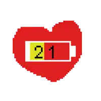 a pixel art of a heart with the number 20 written on it