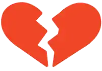 a red broken heart with a crack in it