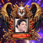 a picture of a man with an eagle and the name semsettin