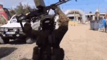 military dance vibe swaying gun rifle