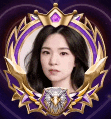a picture of a woman in a heart shaped frame with an eagle on it