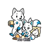 a sticker of a family of foxes with the words " no chill " on the bottom