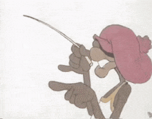 a cartoon character is smoking a cigarette and pointing at the camera .