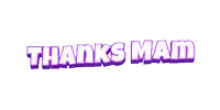 a purple and white logo that says thanks mam