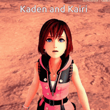 kaiden and kairi from kingdom hearts are standing in the sand