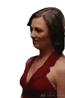 a woman in a red dress is made with unscreen app