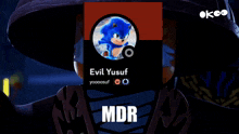 a screenshot of a video game with the name evil yusuf written on it