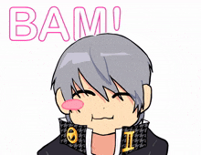 a drawing of a boy with the letter ii on his collar