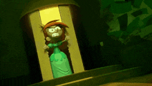 a cartoon character is standing in a doorway with the words tweeeerps written above her