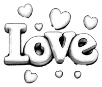 a drawing of the word love with hearts around it