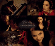 a woman in a red hood with the words " don 't try to me if you loved me you would be here with me "