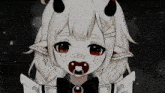 a drawing of a girl with horns and a pacifier