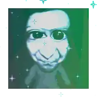 a pixel art drawing of a face with a cross on it
