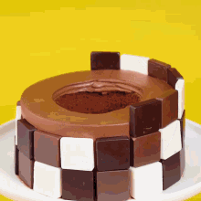 a chocolate cake with a hole in the middle