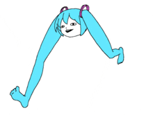 a cartoon drawing of a girl with long legs and ears