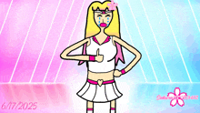 a cartoon drawing of a girl with a flower in her hair