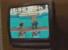 a video game is being played on a television with the number 0 on the screen
