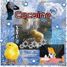 a collage of pictures with the word cocaine in red letters