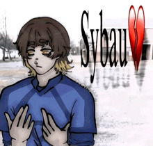 a drawing of a boy with sybau written on the top