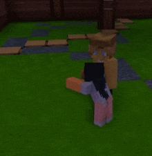 a man and a girl are hugging in a video game