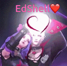 a purple background with edshell written in pink