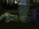 a video game screen shows a dinosaur and a robot fighting the rankar dragon