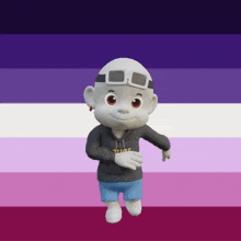 a cartoon character is wearing a hoodie that says that on it