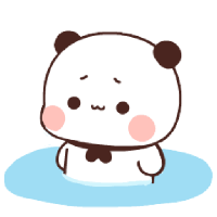 a panda bear is crying in a puddle of water and tears are coming out of its eyes .