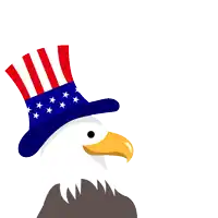 a bald eagle wearing an uncle sam hat with the words happy fourth of july behind it