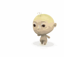 a 3d rendering of a baby with a green head