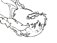 a black and white drawing of a person 's head