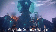 a video game scene with the words playable sethrak when