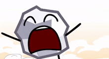 a cartoon character with arms and legs is crying with his mouth open