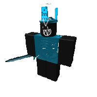 a roblox character with a domino on his head
