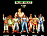 a group of fighters are standing in front of player select time 10