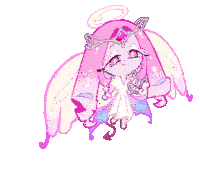 a cartoon character with wings and a crown on her head is holding a clock .