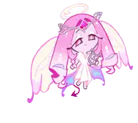 a cartoon character with wings and a crown on her head is holding a clock .