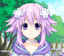 a girl with purple hair and white crosses on her hair