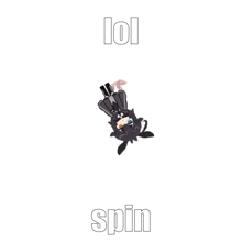 a picture of a cartoon character with the words lol spin on it .